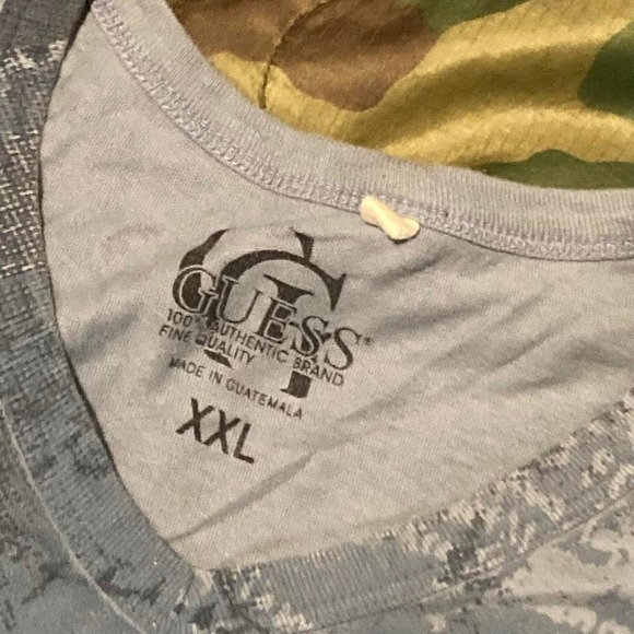 Guess jeans y2k style v-neck tee powder blue cotton grunge size XXL/22.5 - Picture 2 of 8